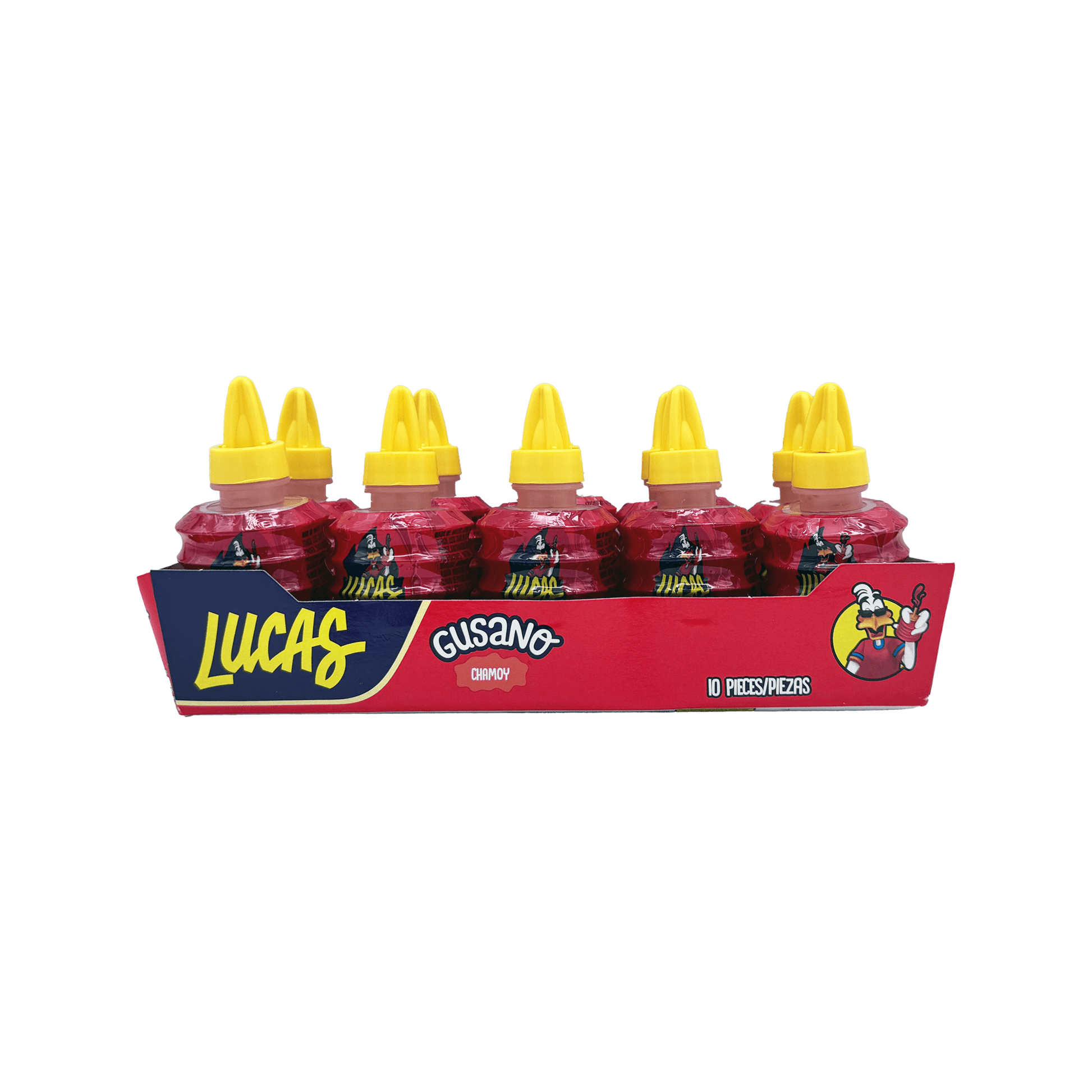 Lucas Gusano Spicy Liquid Candy, Chamoy or Tamarindo, 10 Pieces, Mexican Candy, Dulces Mexicanos - Sabores De Mexico