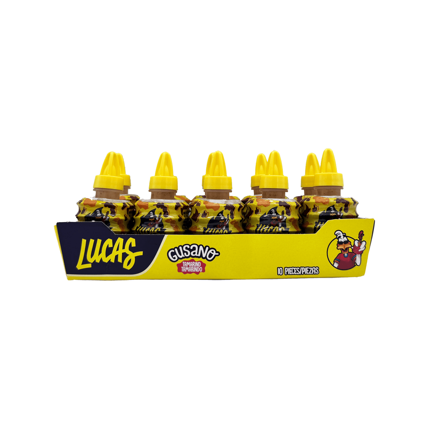 Lucas Gusano Spicy Liquid Candy, Chamoy or Tamarindo, 10 Pieces, Mexican Candy, Dulces Mexicanos - Sabores De Mexico