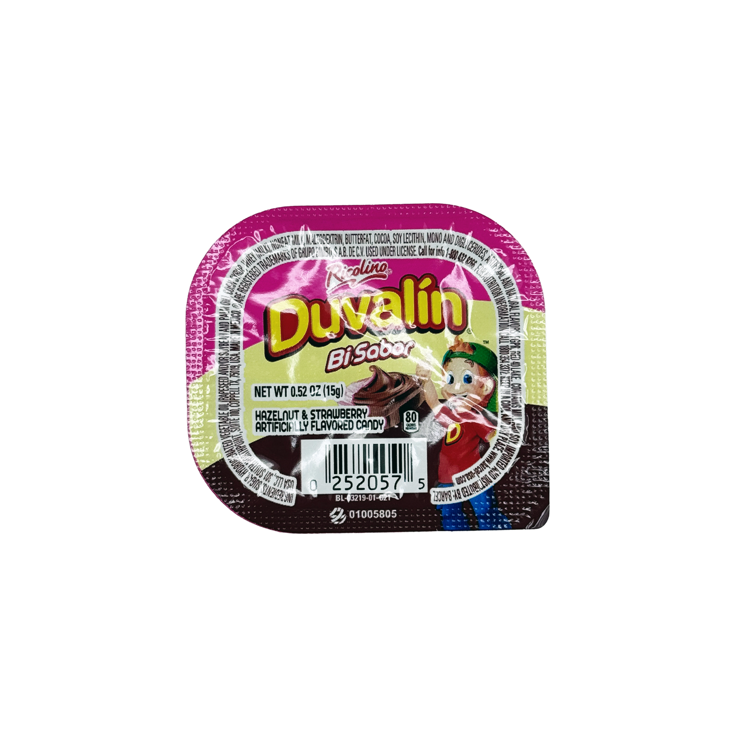 Ricolino Duvalin BiSabor Hazelnut, Strawberry, 18-Pack, Soft Candy Snack Mexican Candies Dulces Mexicanos Chocolate Sweet