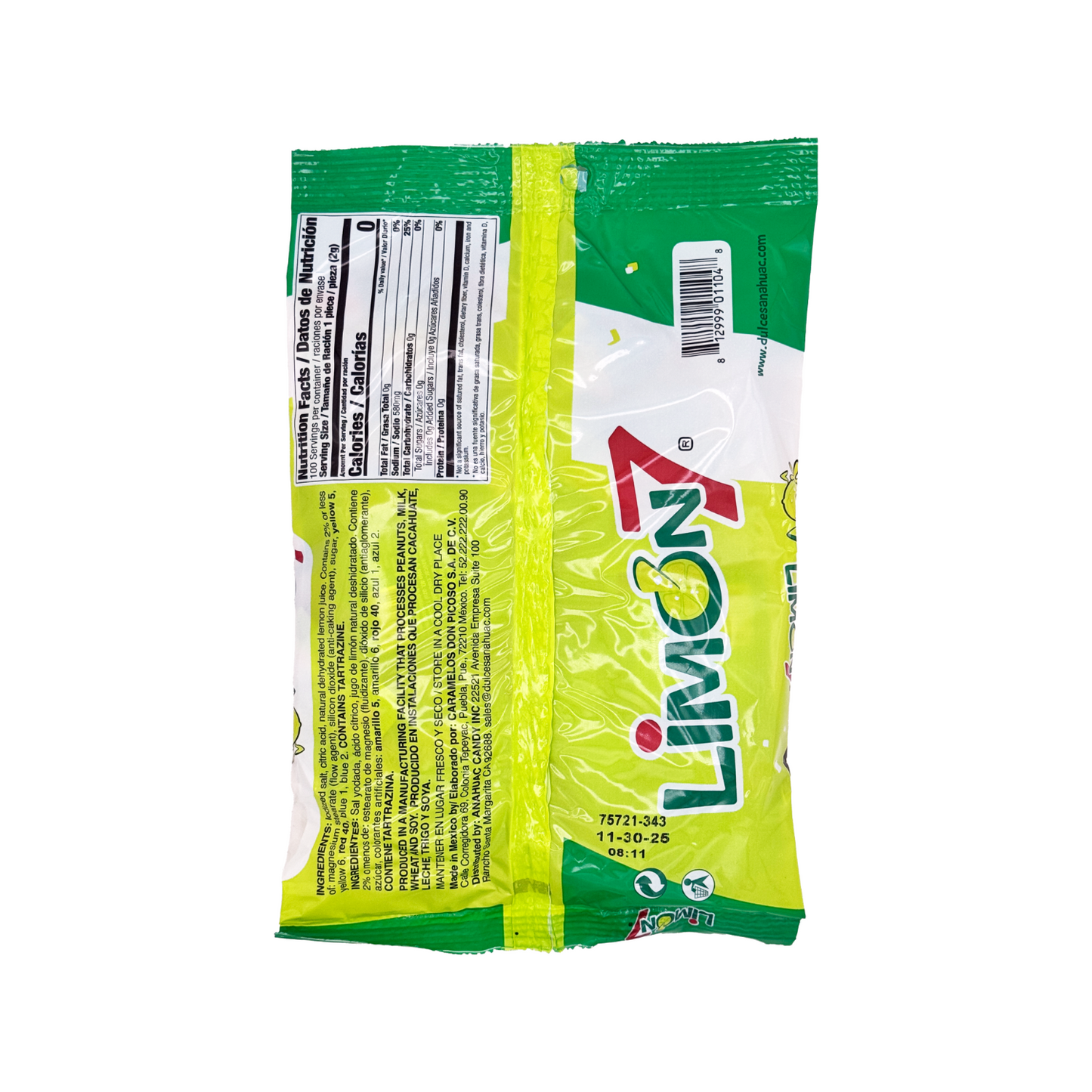 Limon 7 Salt & Lemon Powder Mexican Candy by Anahuac, 0.5 pounds 100 Pieces