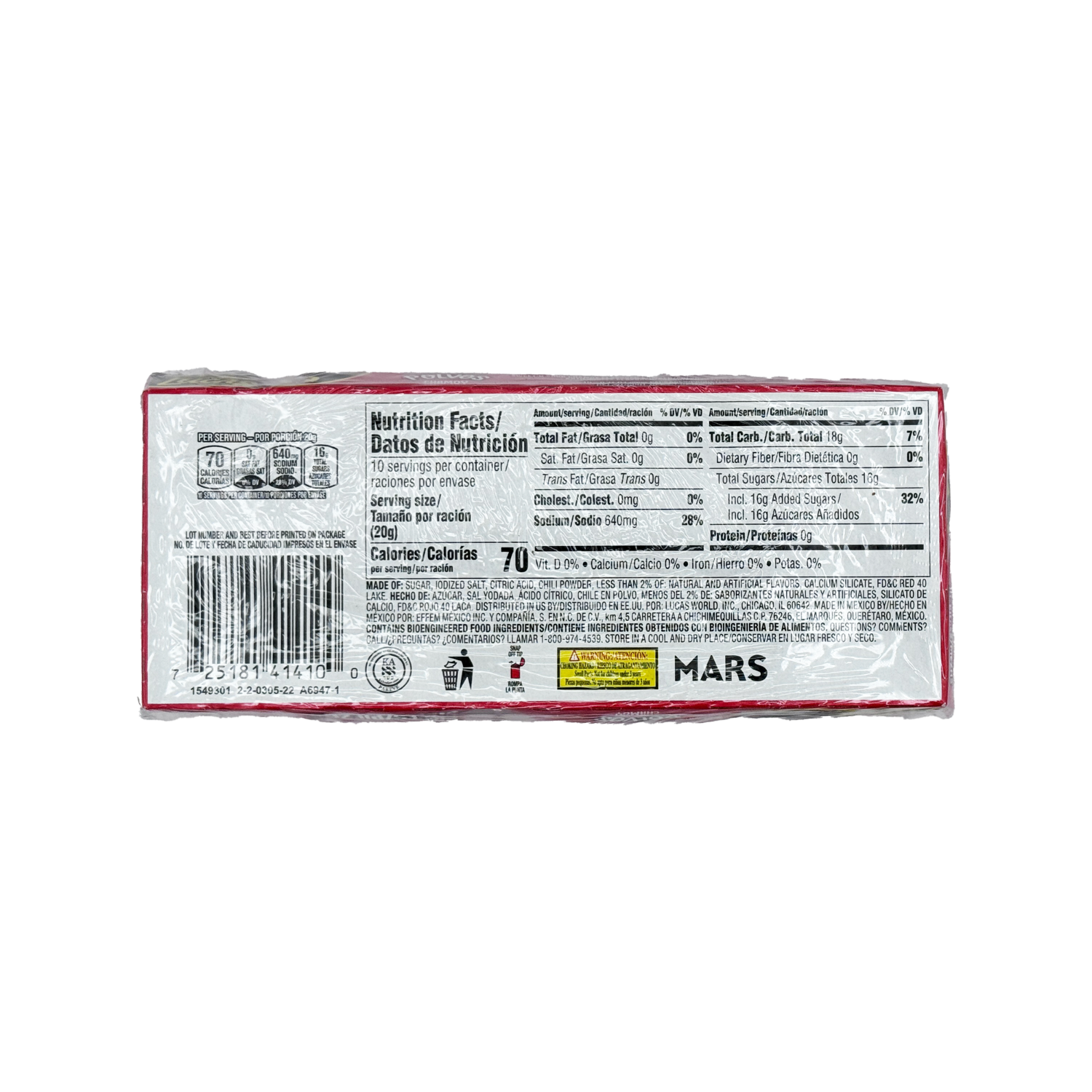Lucas Baby Chamoy - 10-Count - Sabores De Mexico