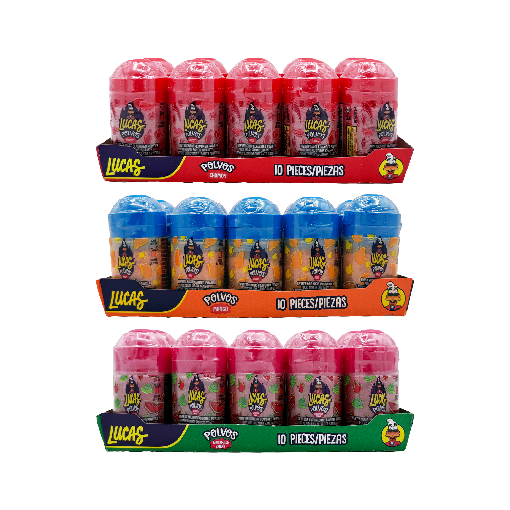 Lucas Polvos 10-Pack – Mango, Watermelon, or Chamoy Mexican Chili Candy Powder – Sabores De Mexico