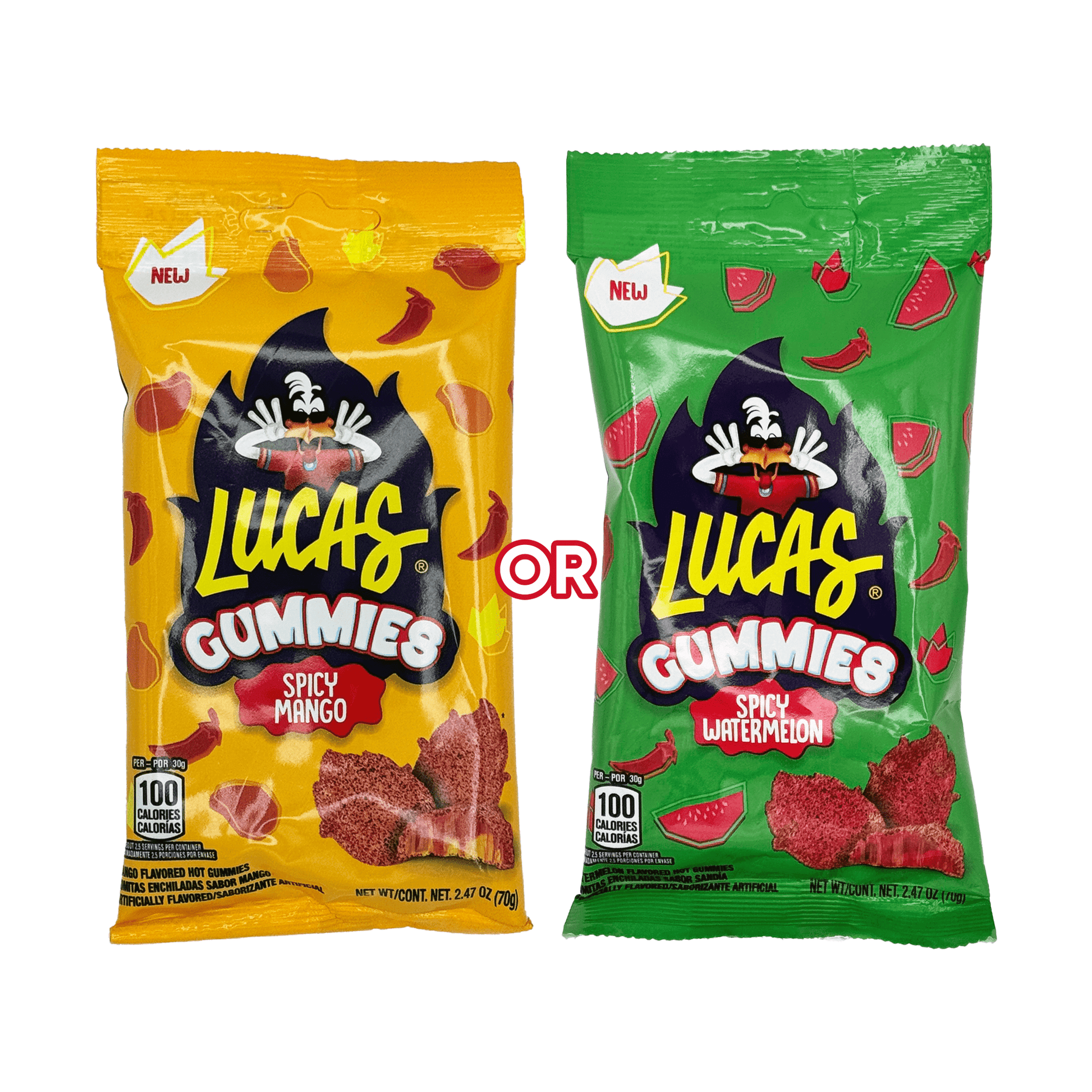 Lucas Gummies Spicy Mango or Watermelon - 2oz Mexican Candy Dulces Mexicanos Gummy Sweet Snack Treat - Sabores De Mexico