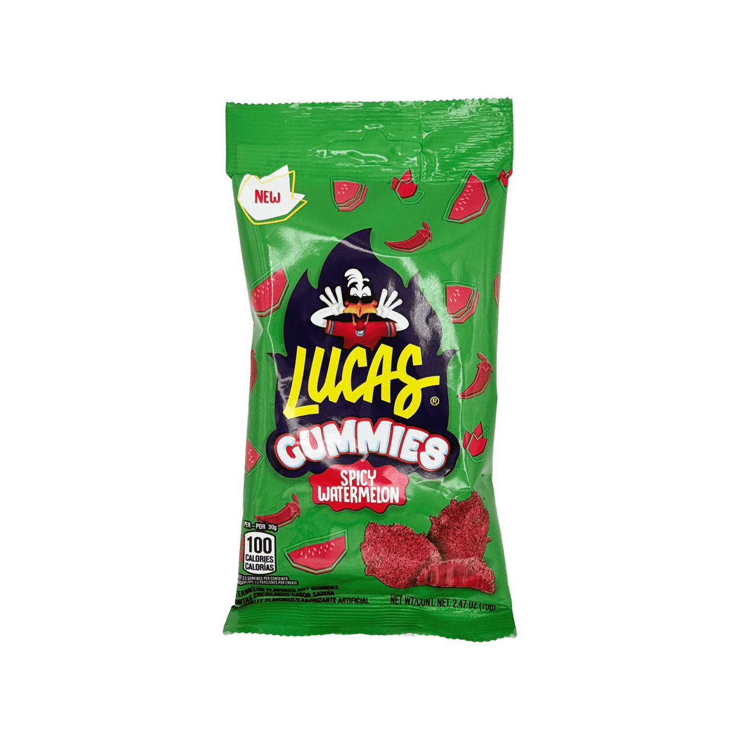 Lucas Gummies Spicy Mango or Watermelon - 2oz Mexican Candy Dulces Mexicanos Gummy Sweet Snack Treat - Sabores De Mexico