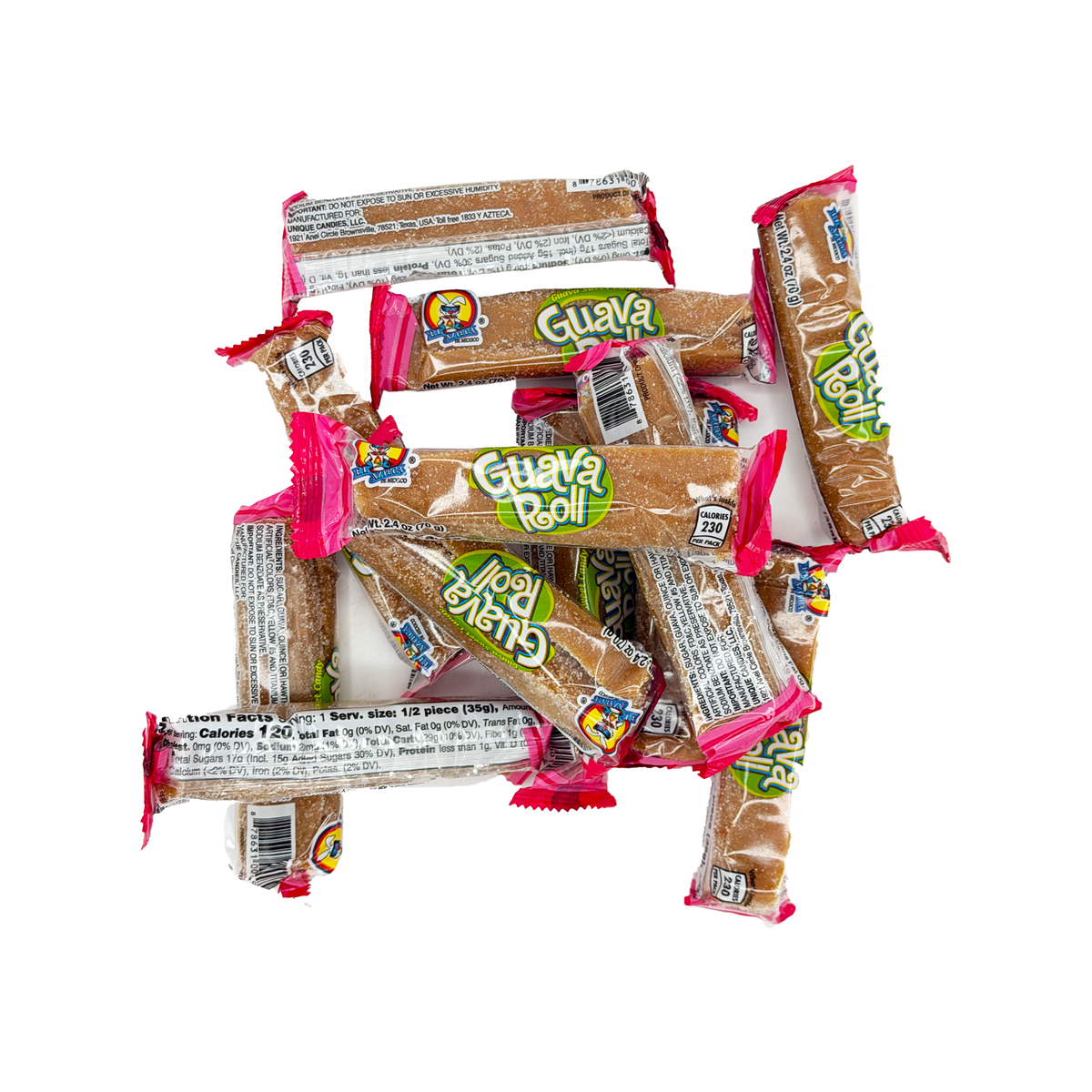 El Azteca Mini Guava Rolls 12 Count - Traditional Mexican Guava Paste Candy Rolls