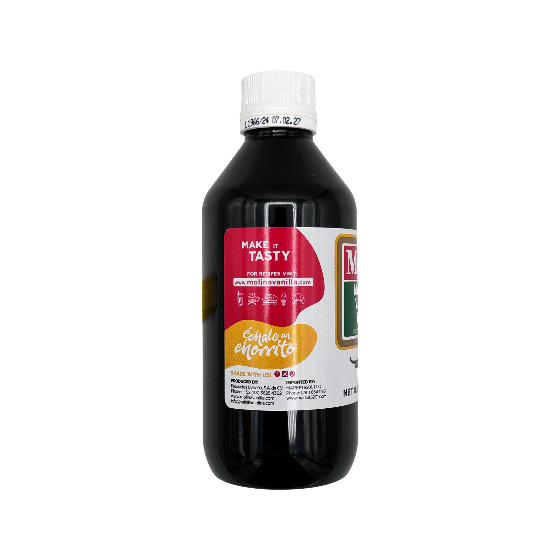 Molina Mexican Vanilla Blend Extract - Original, 8.3 Fl Oz. For Baking, Ice Cream, Drinks, Icing, and More - Sabores De Mexico