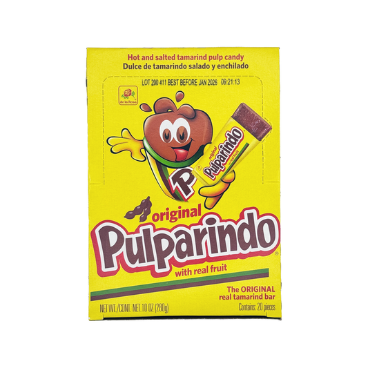 Pulparindo Original Tamarind bar, 20 Count box Mexican Candy Dulces Mexicanos Spicy Tangy Sweet Candy Snack Candies Tamarindo