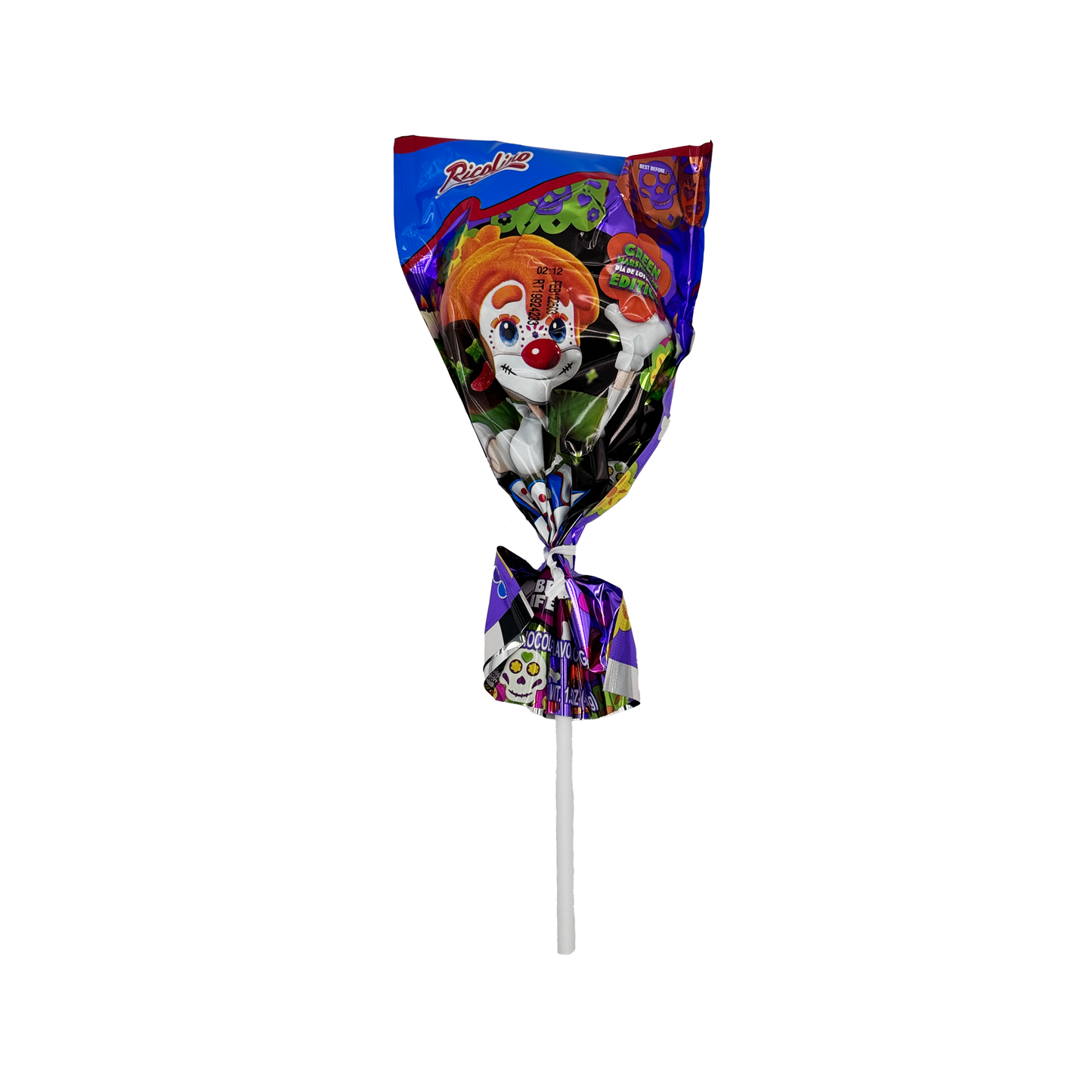 Ricolino Paleta Payasusto Halloween Marshmallow Lollipops with Chocolate, 10 Count Box Mexican Candy Dulces Mexicanos Dia De Los Muertos