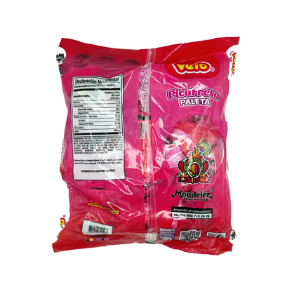 Vero Pica Fresa Paleta – 12-Count Bag | Strawberry Chili Lollipops with Pineapple Gummy Center