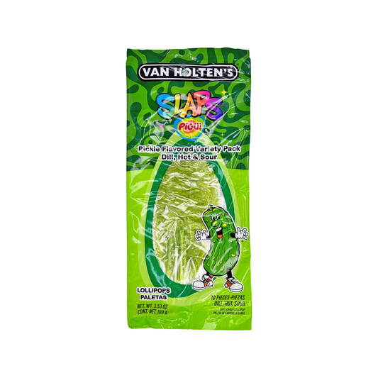 Vans Holtens SLAPS Mix 10 ct Pickle Flavored Variety Pack Dill, Hot and Sour Mexican Candy Lollipop Paletas Sweet Snack