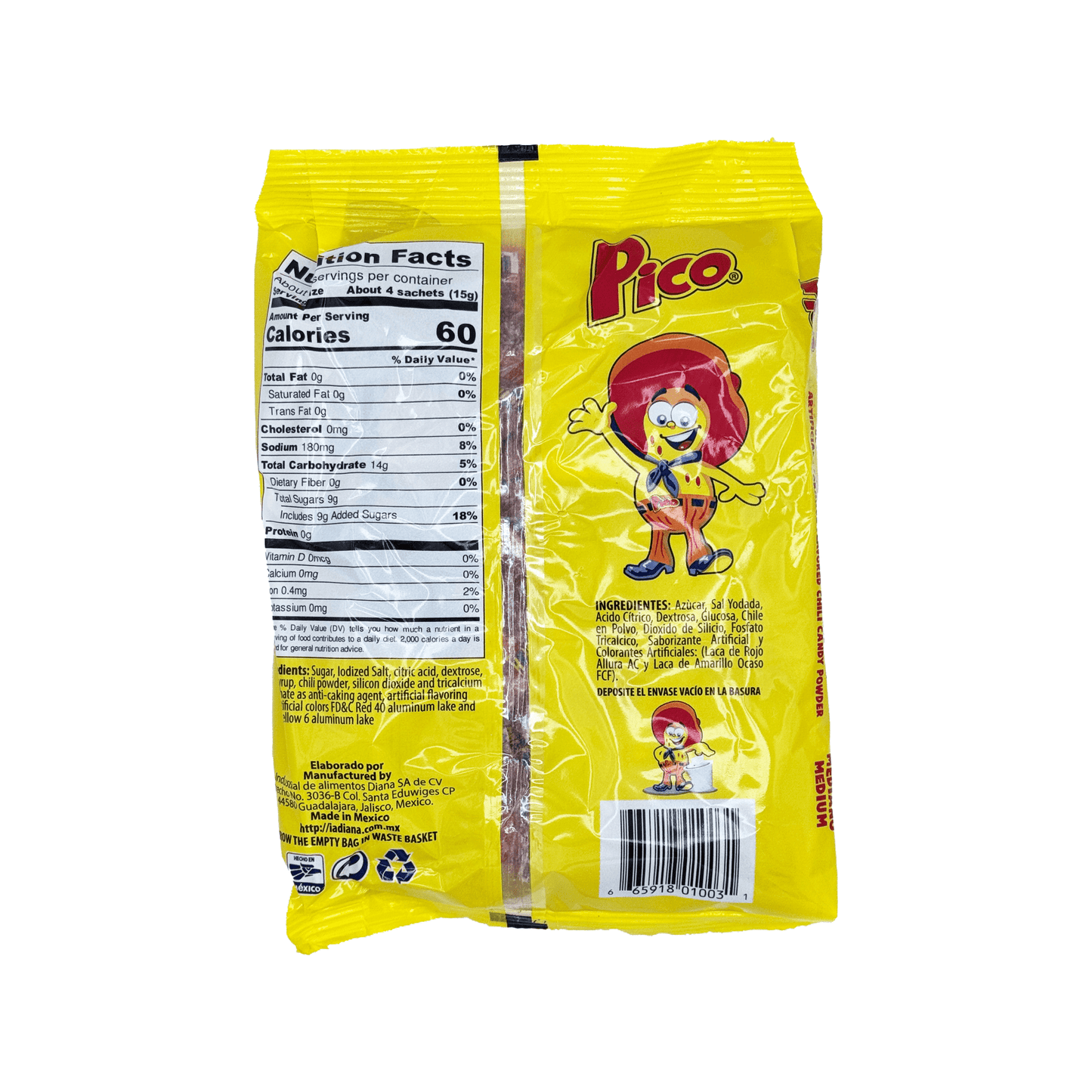 Diana Pico - Spicy Orange Flavored Chili Candy Powder, 50 Pieces, Mexican Candy, Dulces Mexicanos Snack Sugar Bonbon - Sabores De Mexico