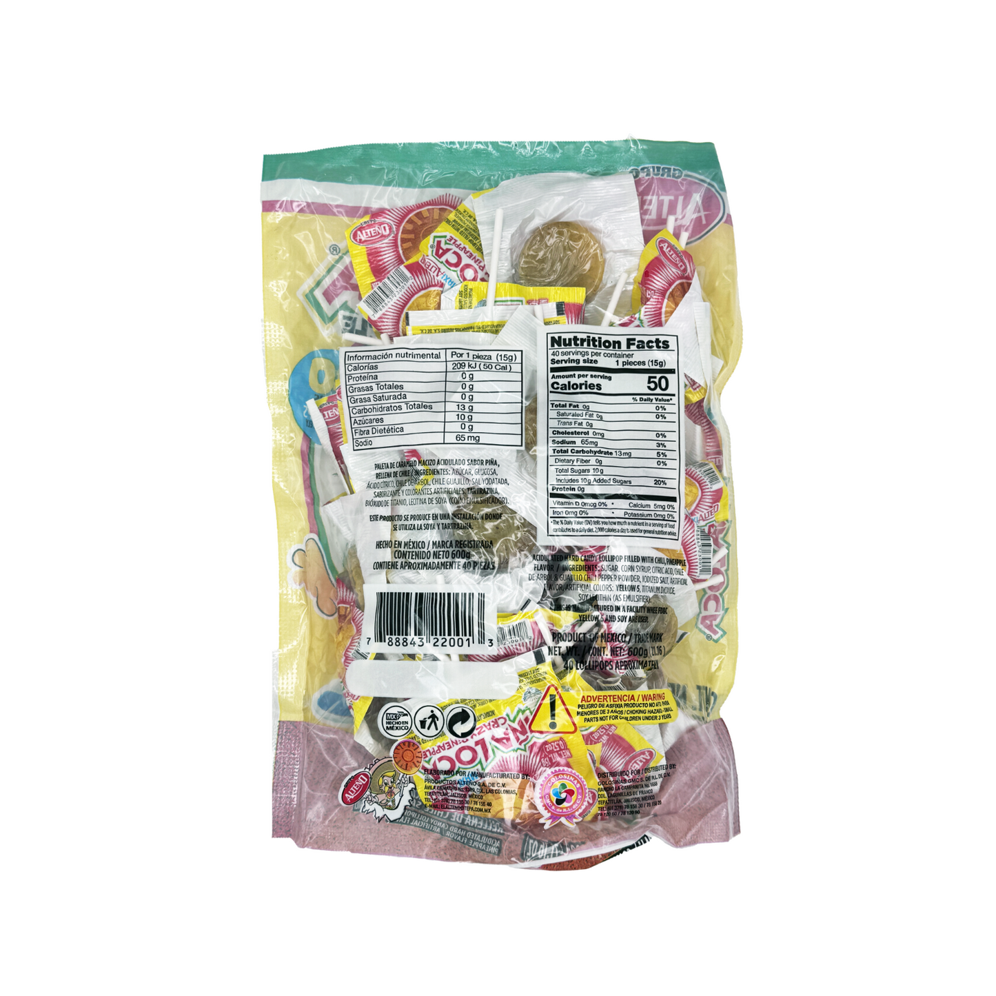 Alteno Super Pina Loca (Pineapple with Chili Lollipop) (40 Pieces)