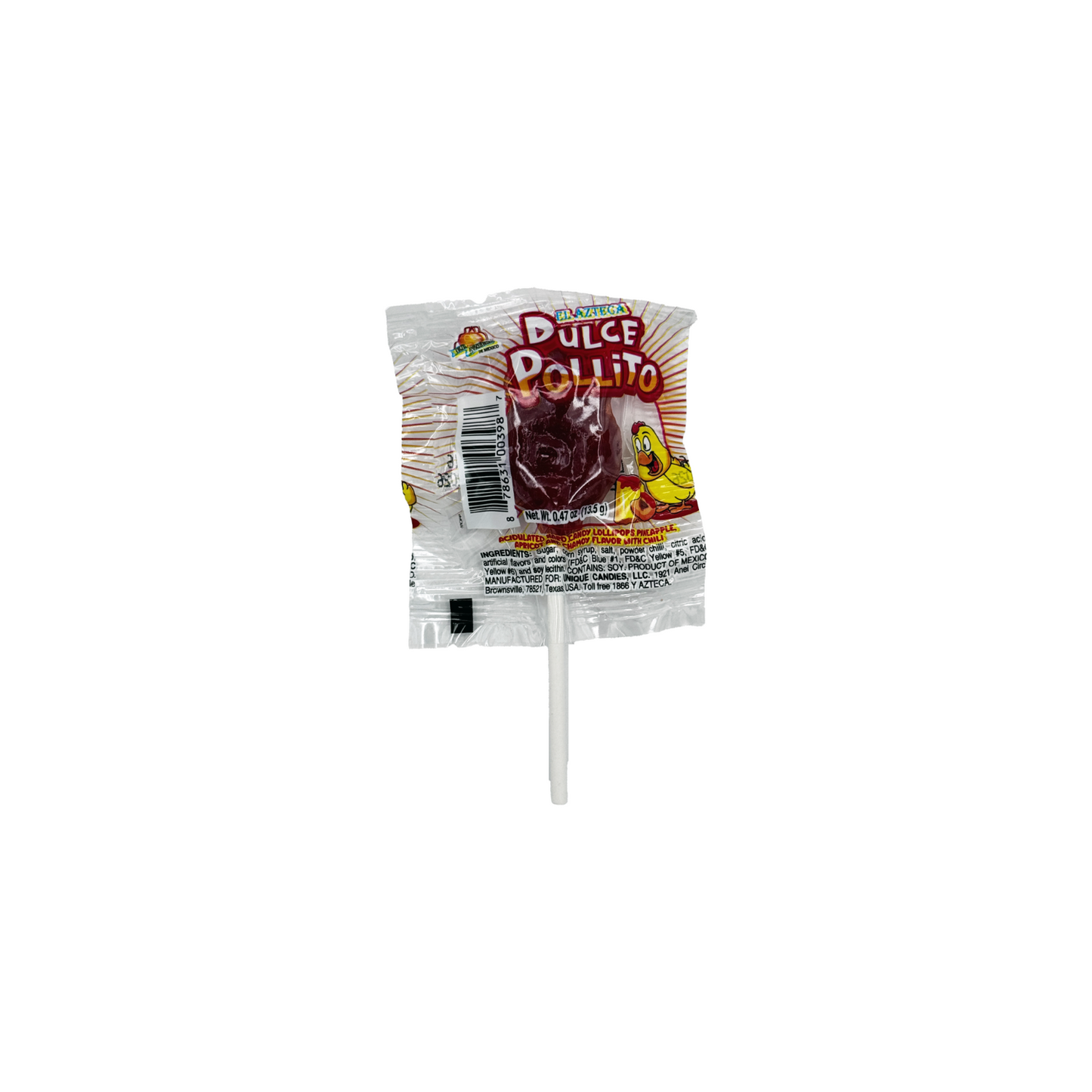 Dulce Pollito Paleta Lollipops Spicy Peach Pineapple and Chamoy Acidulated Hard Candy Lollipop 40 Pieces Mexican Candy Dulces Mexicanos