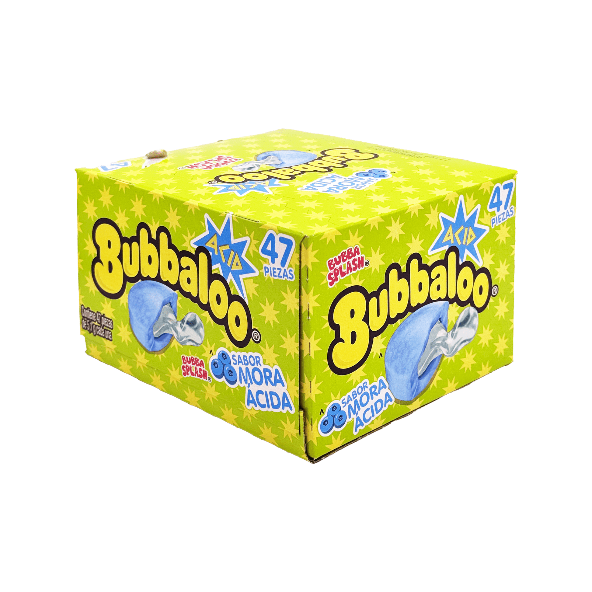 POS Bubbaloo Mora Ácida – 47-Count | Sour Blueberry Bubble Gum with Juicy Filling – Sabores De Mexico
