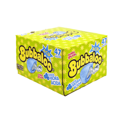 POS Bubbaloo Mora Ácida – 47-Count | Sour Blueberry Bubble Gum with Juicy Filling – Sabores De Mexico