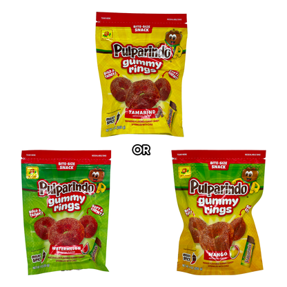 Pulparindo Gummy Rings – Tamarindo, Mango, or Watermelon | Spicy Mexican Gummies (9 oz Bag)