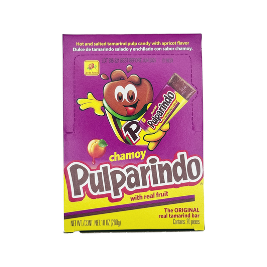 Pulparindo Chamoy Tamarind bar, 20 Count box Mexican Candy Dulces Mexicanos Spicy Tangy Sweet Snack Candies