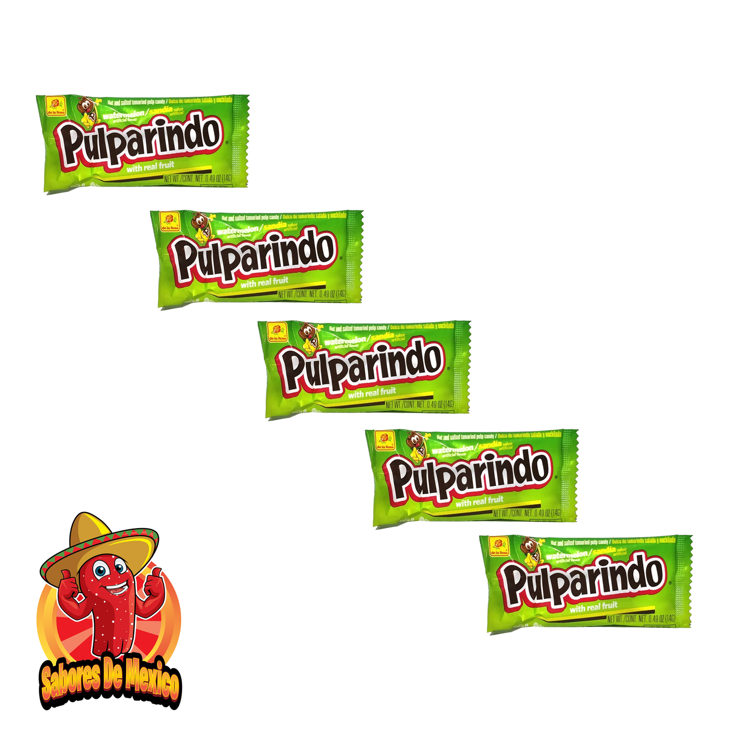 25 Pcs Pulparindo Mexican Candy Mix Pack - Includes Original Tamarindo, Mango, Watermelon, Chamoy and Extra Spicy Dulces Mexicanos, Sweet, Spicy