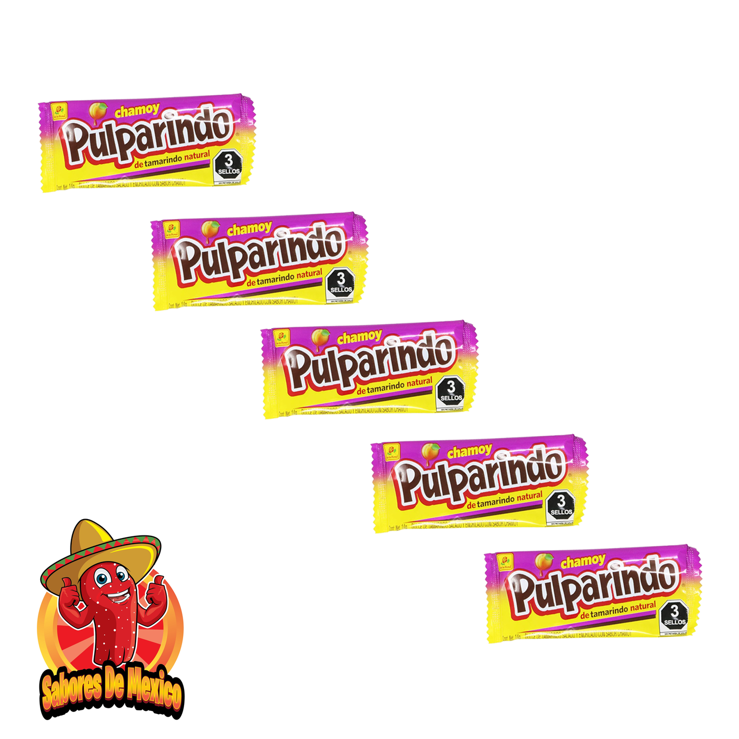 25 Pcs Pulparindo Mexican Candy Mix Pack - Includes Original Tamarindo, Mango, Watermelon, Chamoy and Extra Spicy Dulces Mexicanos, Sweet, Spicy