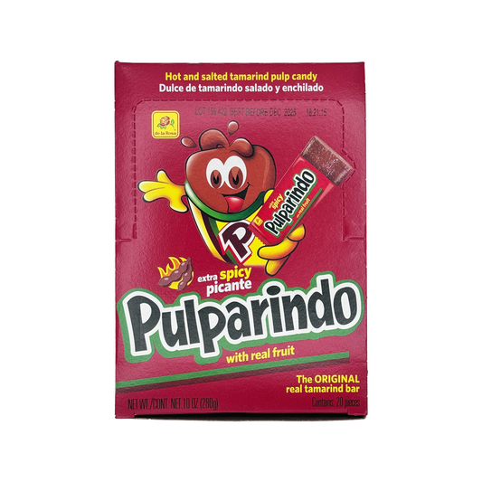 Pulparindo Extra Spicy Tamarind bar, 20 Count box Mexican Candy Dulces Mexicanos Spicy Tangy Sweet Snack Candies