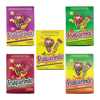 De La Rosa Pulparindo 20 Pack – Original Tamarindo, Extra Spicy, Mango, Watermelon, or Chamoy Mexican Candy – Sabores De Mexico