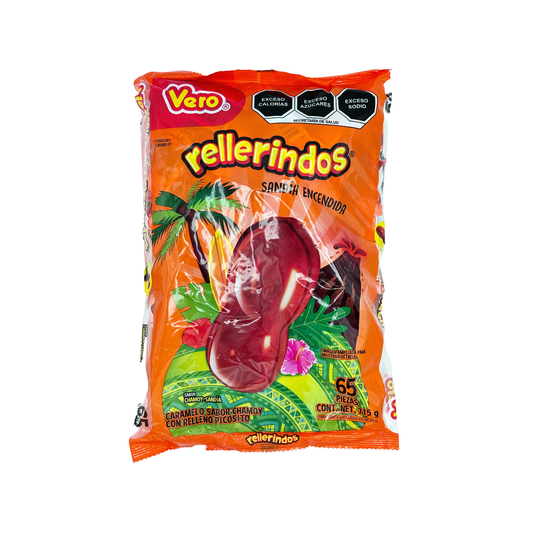 Vero Rellerindos Sandia Ecendida Watermelon Chamoy Flavored Candy, Chili Pepper, 24.7 oz, 65 Ct Snack Sweet And Spicy Mexican Candy Dulces Mexicanos