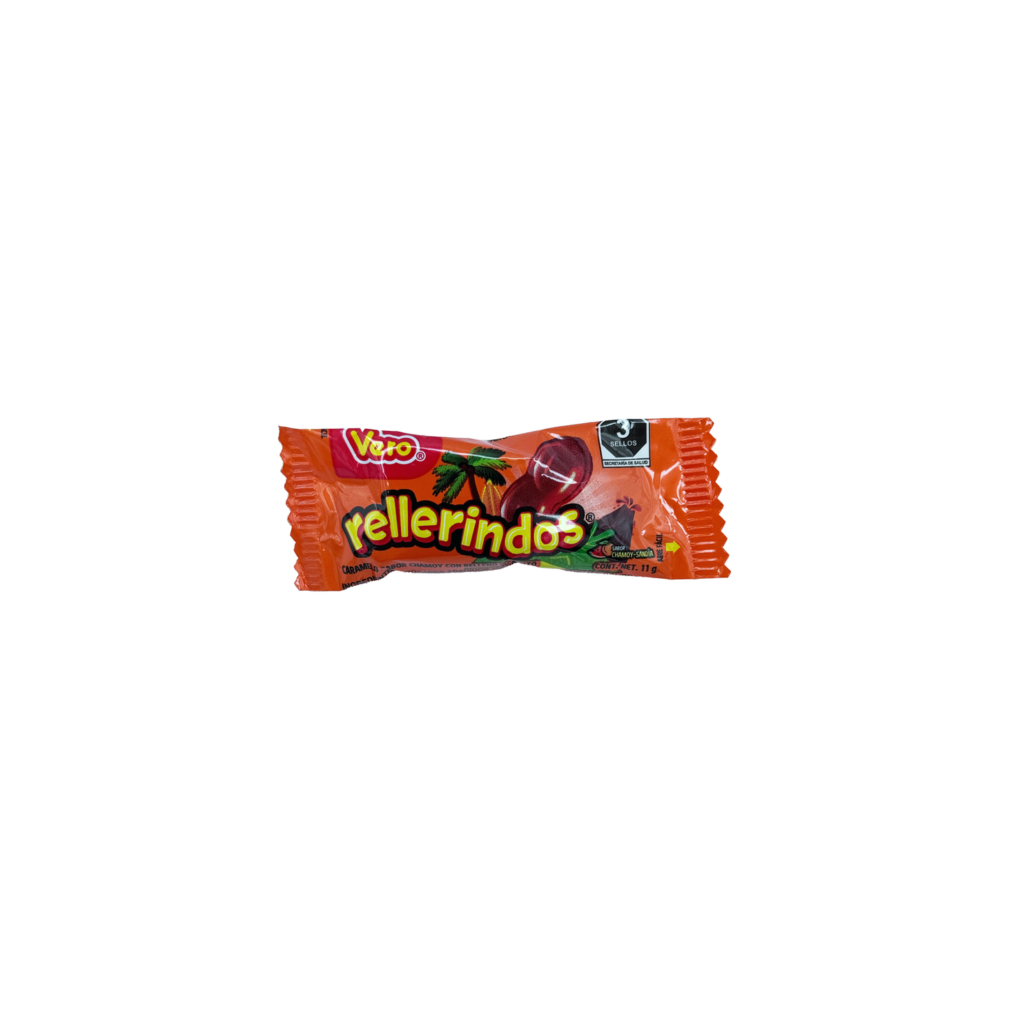 Vero Rellerindos Sandia Ecendida Watermelon Chamoy Flavored Candy, Chili Pepper, 24.7 oz, 65 Ct Snack Sweet And Spicy Mexican Candy Dulces Mexicanos