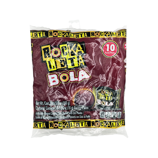 Rockaleta Bola with Bubble Gum Center, 10 Count Mexican Candy Dulces Mexicanos Spicy Tangy Sweet Snack Jawbreaker