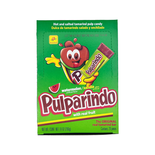 Pulparindo Watermelon Tamarind bar, 20 Count box Mexican Candy Dulces Mexicanos Spicy Tangy Sweet Snack