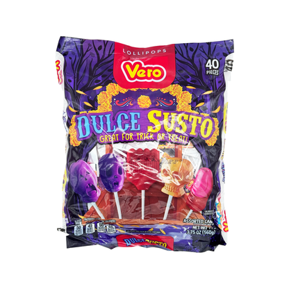 Vero Dulce Susto – 40-Count Halloween Lollipops | Día de los Muertos Candy Mix