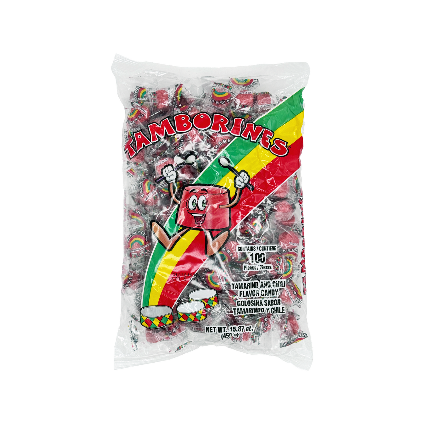 Tamborines Tamarind and Chili Flavored Mexican Candy - 100 Pieces Dulces Mexicanos - Spicy Sugar Sweet Snack Bonbon Candies