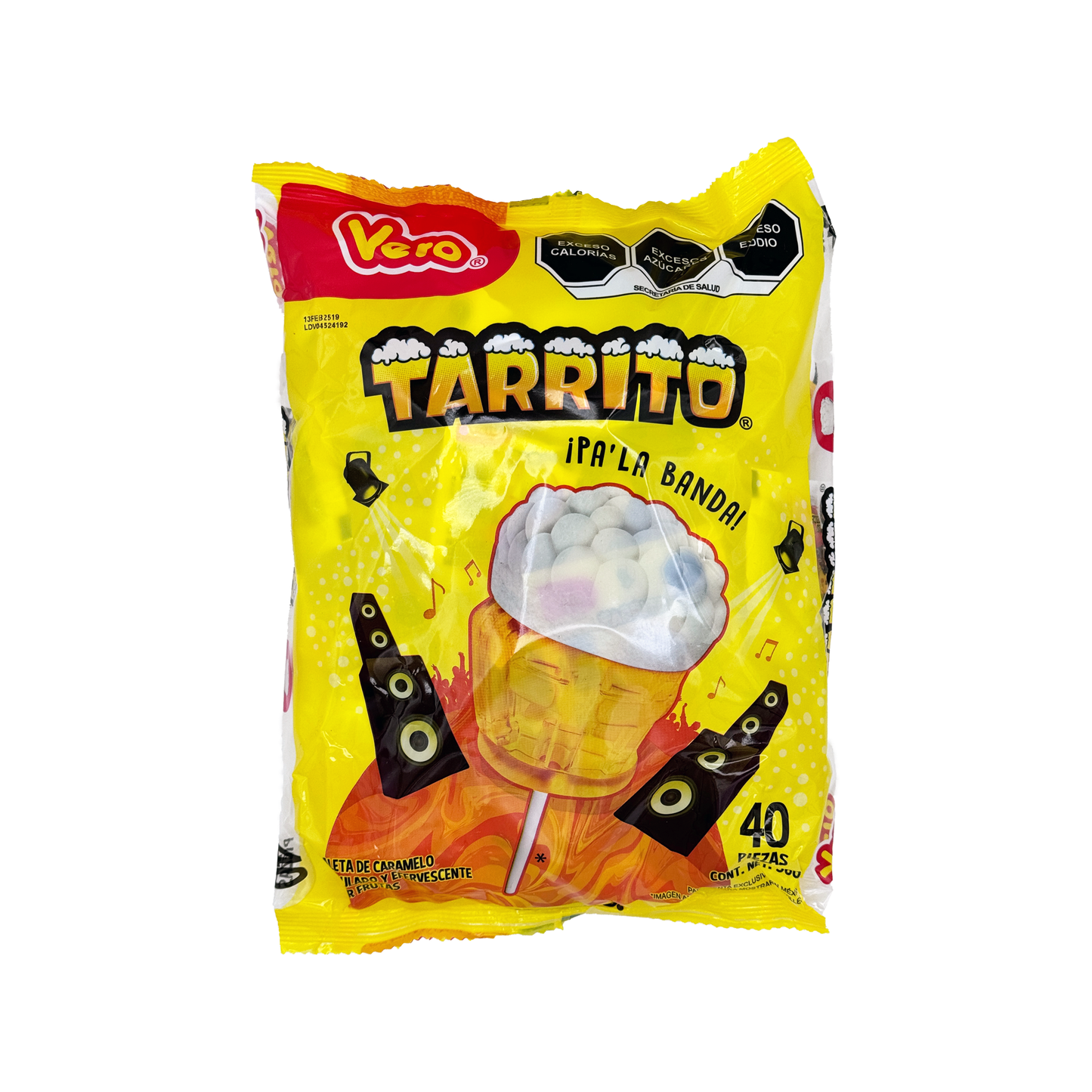 Vero Tarrito Sweet and Fruity with Fizzy Top Mexican Candy, 40 Count Bag Dulces Mexicanos