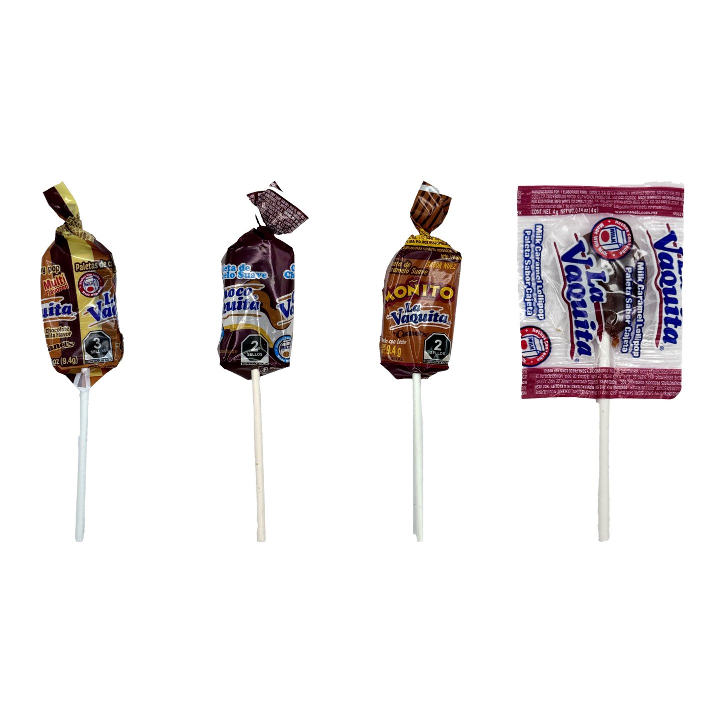 La Vaquita Mix Milk Candy Assortement, 2lbs, Mexican Candy, Dulce De Leche, Sweet, Chewy, Lollipop, Caramel, Sugar, Dulces Mexicanos