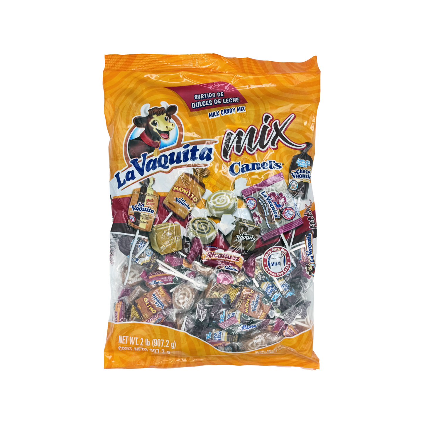 La Vaquita Mix Milk Candy Assortement, 2lbs, Mexican Candy, Dulce De Leche, Sweet, Chewy, Lollipop, Caramel, Sugar, Dulces Mexicanos