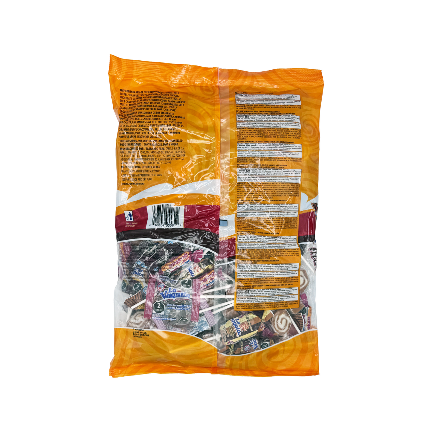 La Vaquita Mix Milk Candy Assortement, 2lbs, Mexican Candy, Dulce De Leche, Sweet, Chewy, Lollipop, Caramel, Sugar, Dulces Mexicanos