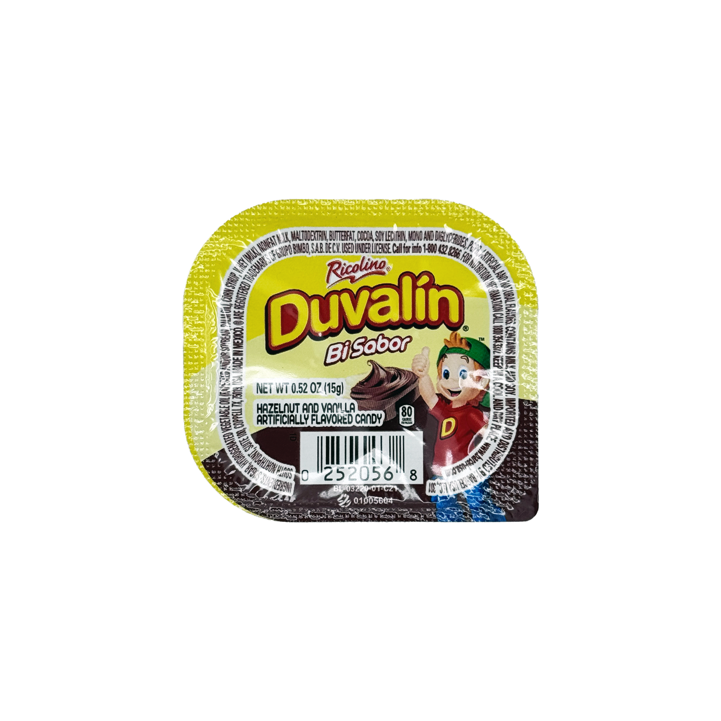 Ricolino Duvalin BiSabor Hazelnut, Vanilla, 18-Pack, Soft Candy Snack Mexican Candies Dulces Mexicanos Chocolate Sweet