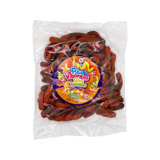 Azteca Pika Viboritas Spicy Gummy Worms, 1lb, Assorted Flavors with Chili, Chewy Gummies Sugar - Snack